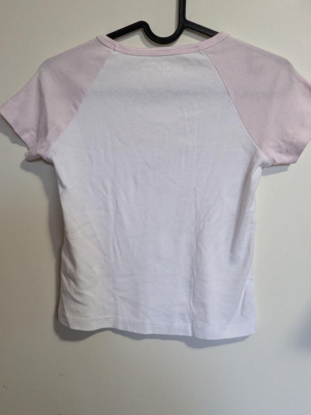 White & Light Pink Raglan Sleeve Baby Tee